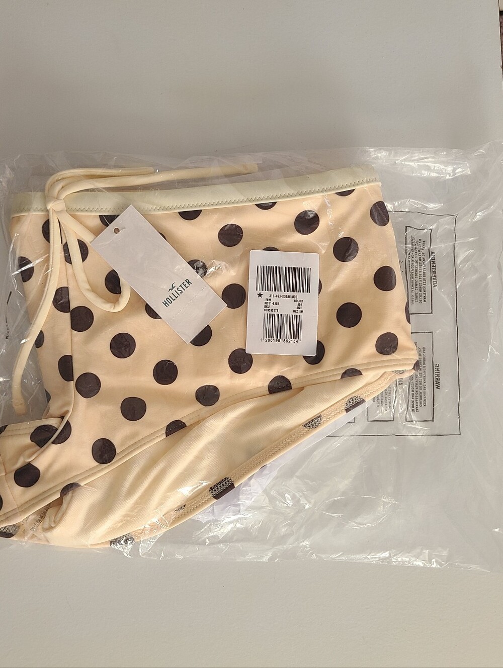 NWT Hollister Cream Bikini Bottoms with Brown Polka Dots